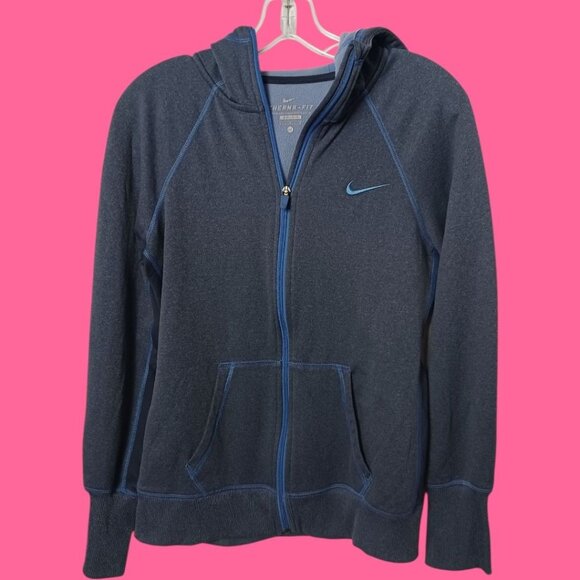 Nike Therma-Fit Womens Full-Zip Hoodie Blue Medium - Picture 1 of 11